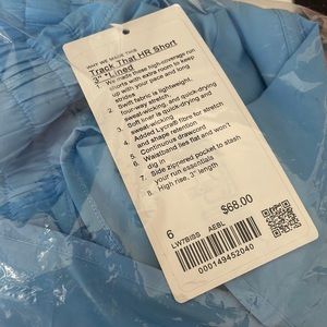 Lululemon Track that High rise shorts 3 inch aero blue size 6 NWT